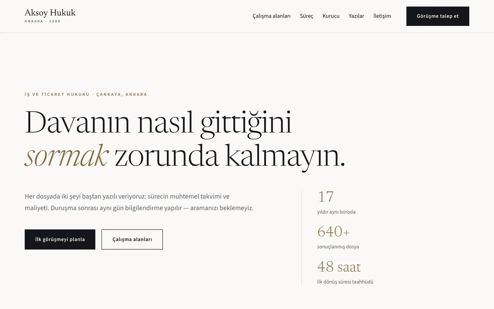 Aksoy law firm website homepage