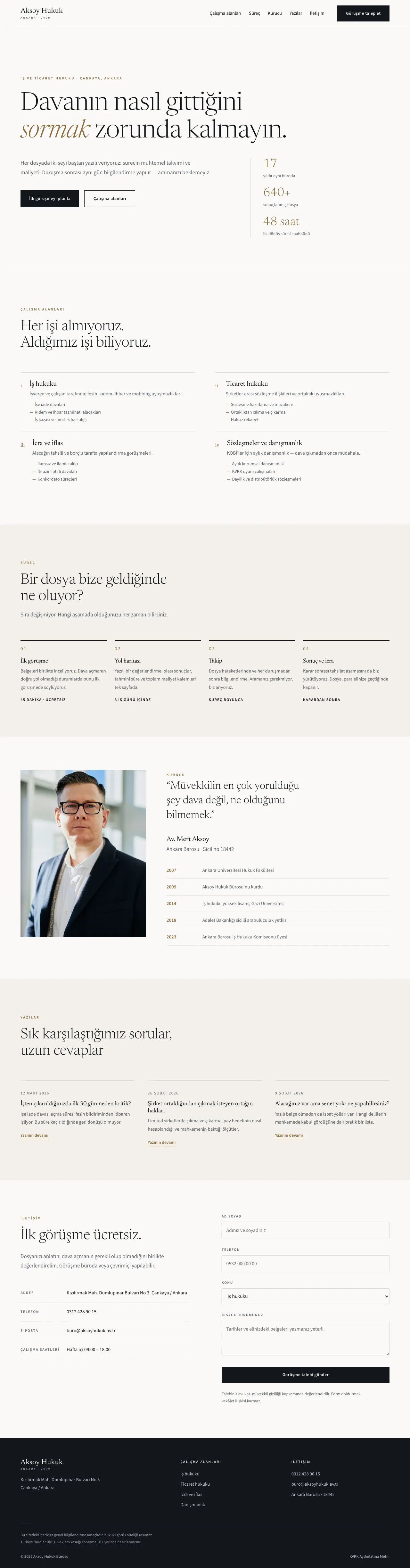 Full-page view of the Aksoy Law site