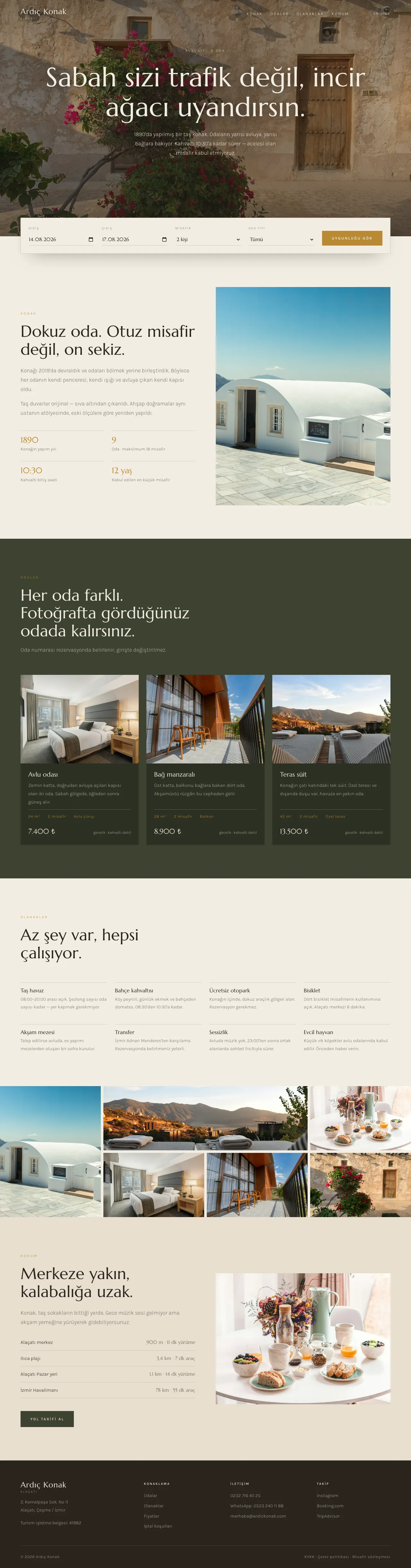 Full-page view of the Ardıç Konak site