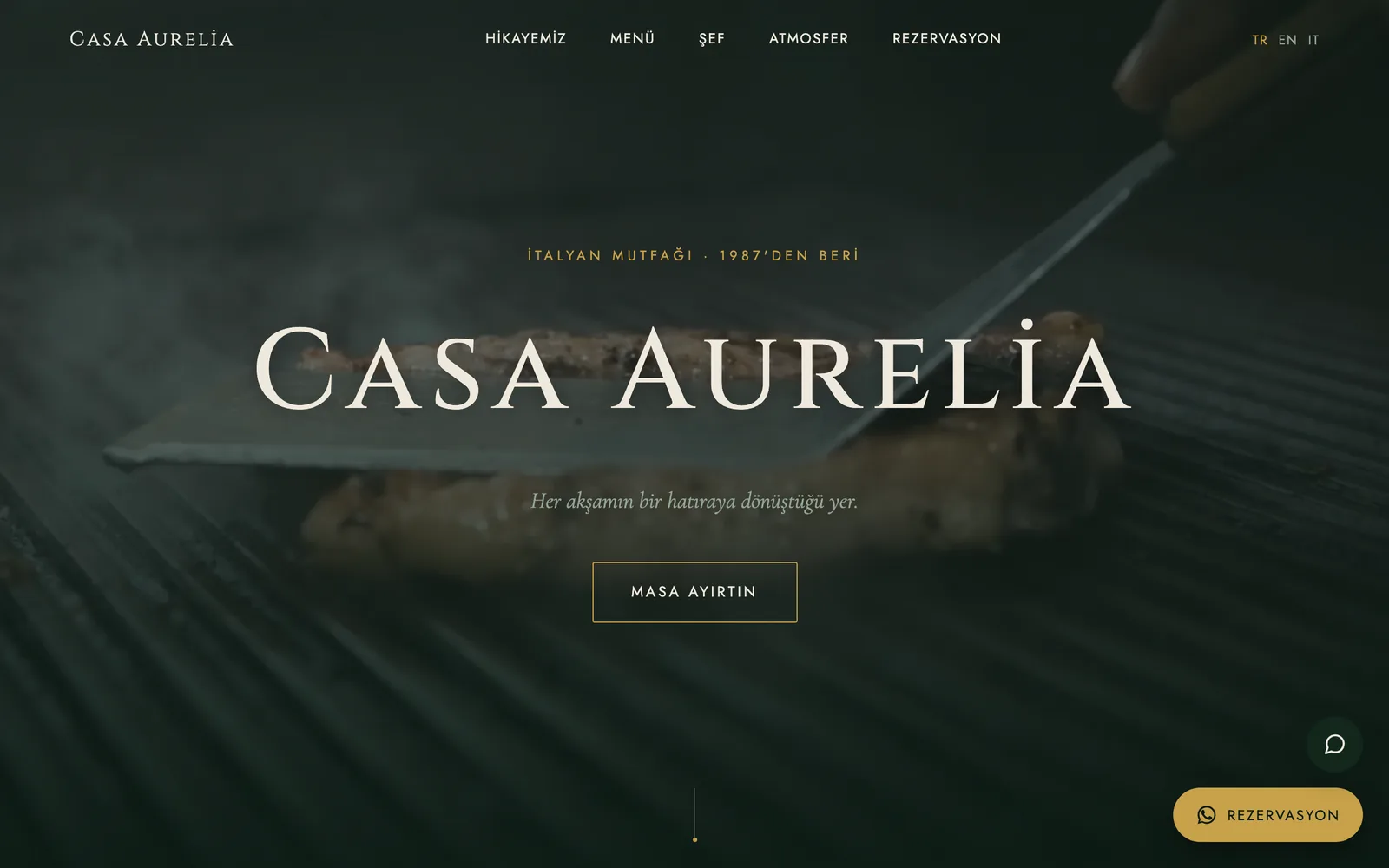 Casa Aurelia restaurant website homepage