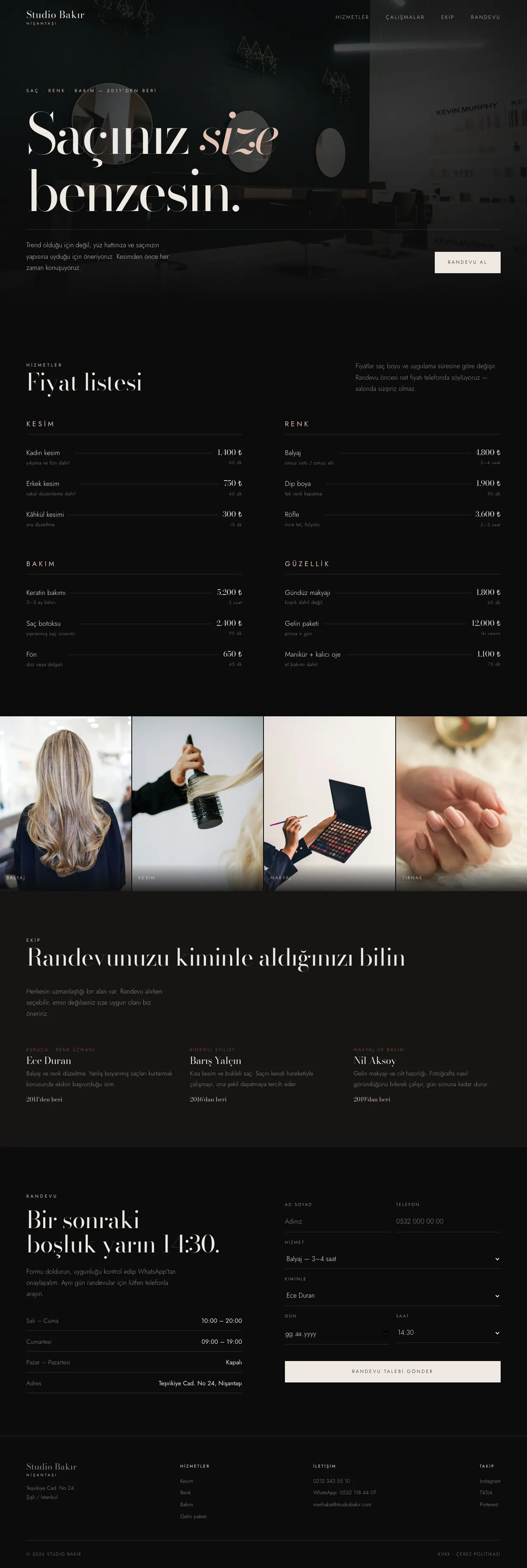 Full-page view of the Studio Bakır site