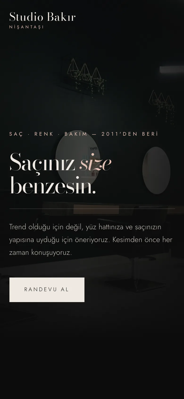 Studio Bakır site on mobile